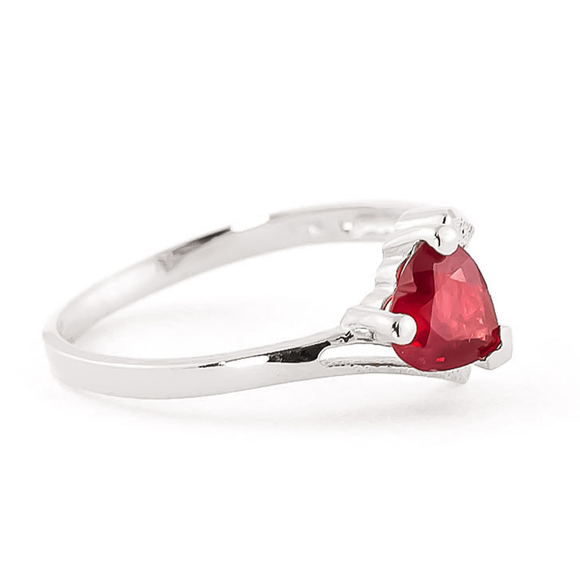 14K. SOLID GOLD RING WITH NATURAL RUBY (White Gold) - Picture 3 of 3